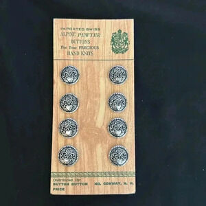 VTG Imported Swiss Alpine Pewter Buttons set of 8